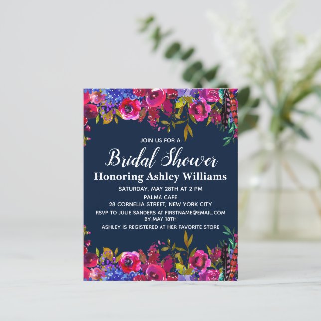 Budget Botanical Floral Bridal Shower Invitation (Standing Front)