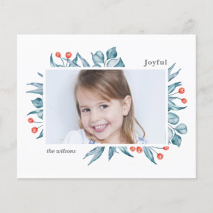 Budget Botanical Frame Photo Holiday Card