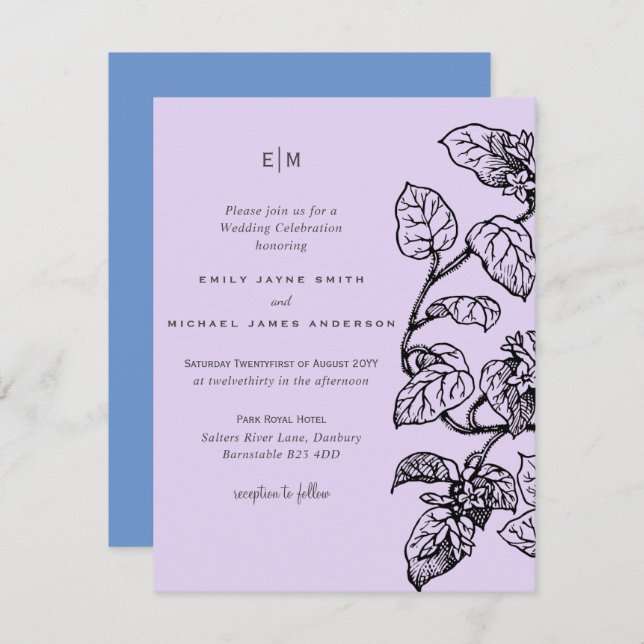 BUDGET Botanical Garden Leaves Wedding Invite (Front/Back)
