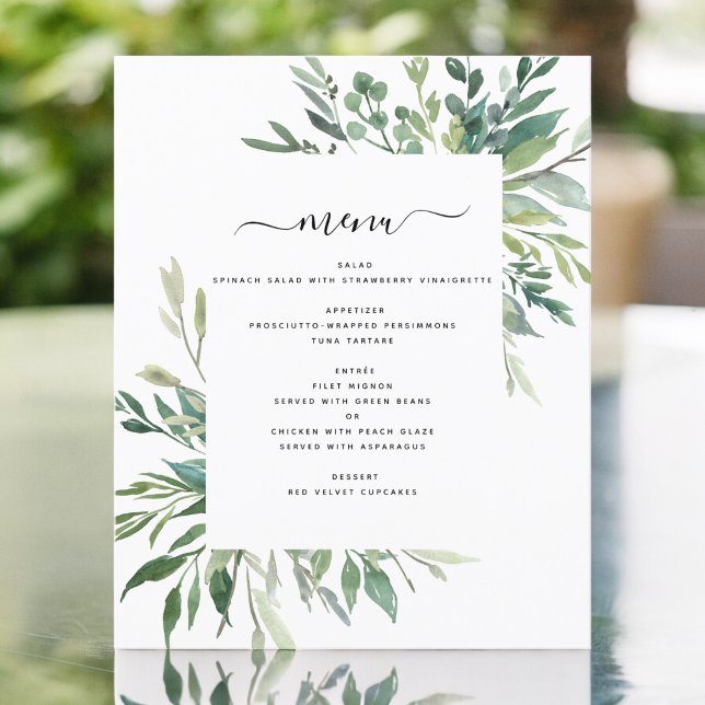 Budget Botanical Greenery Foliage Wedding Menu (Creator Uploaded)