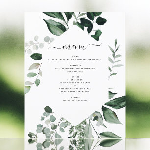 Budget Botanical Greenery Foliage Wedding Menu