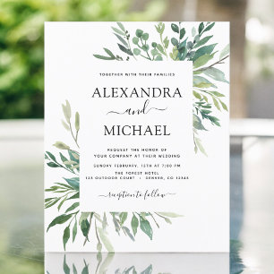 Budget Botanical Greenery Wedding Invitation