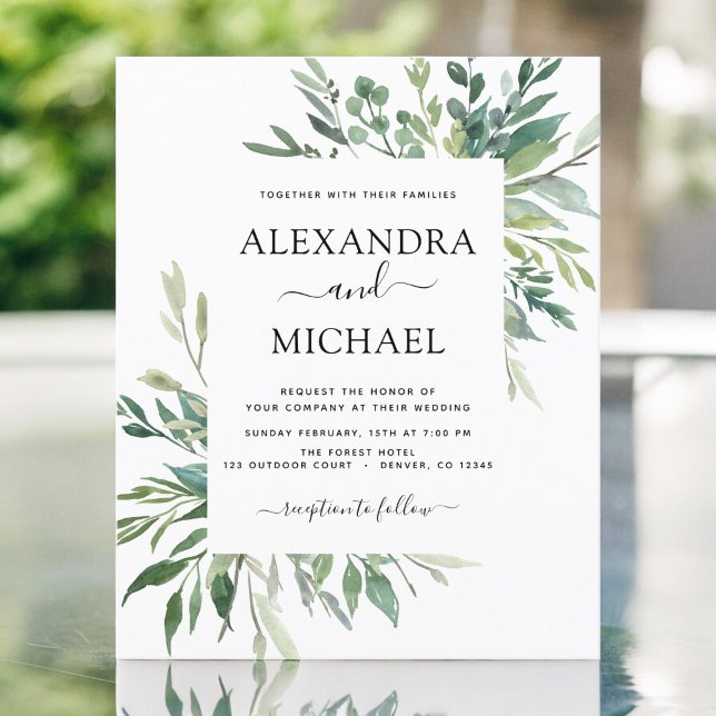 Budget Botanical Greenery Wedding Invitation (Creator Uploaded)