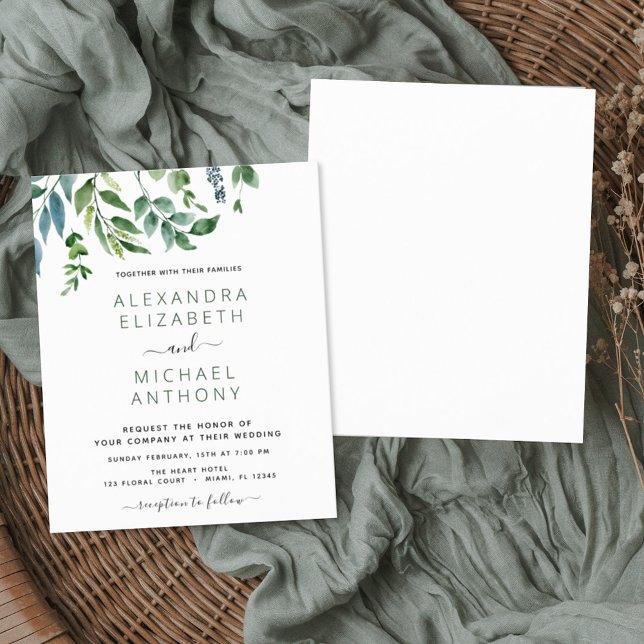 Budget Botanical Greenery Wedding Invitations (Creator Uploaded)