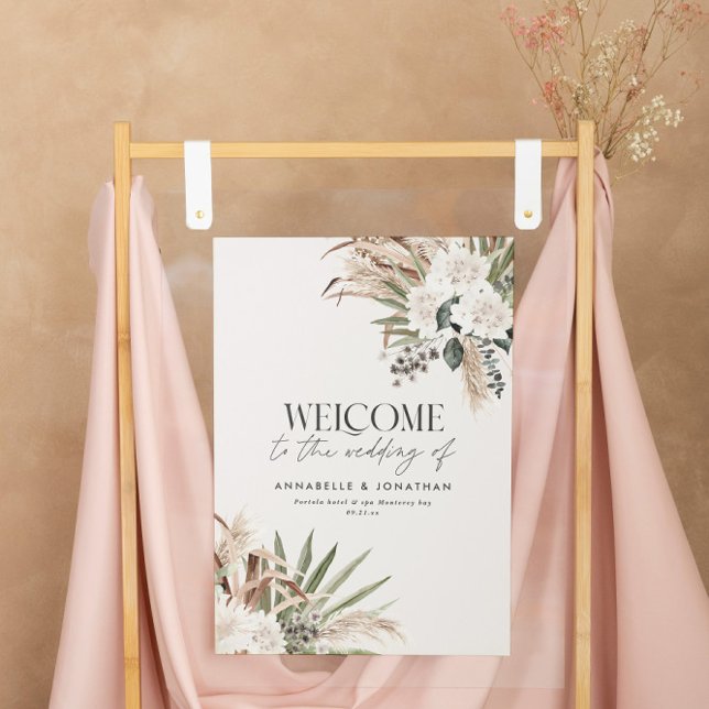Budget botanical pampas eucalyptus wedding welcome poster (Creator Uploaded)