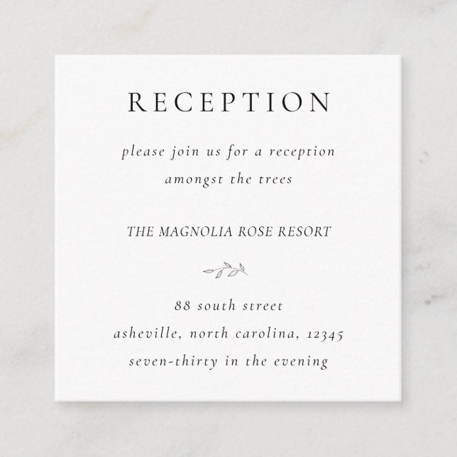 Budget Botanical Reception Info Enclosure Card (Front)