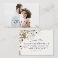 Budget botanical simple bridal photo thank you 