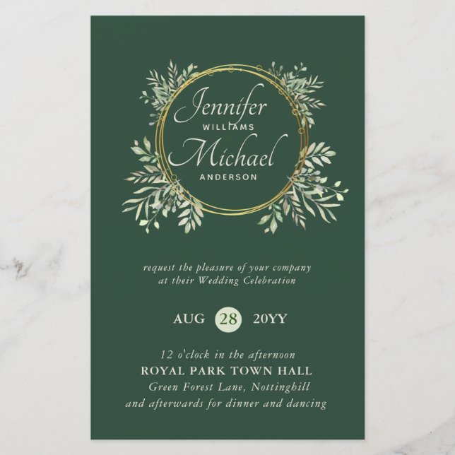 BUDGET Botanics Greenery Wedding Invites Trending (Front)