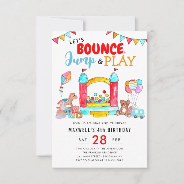 Budget Bounce Jump Play Kids Trampoline Birthday Card (Front)