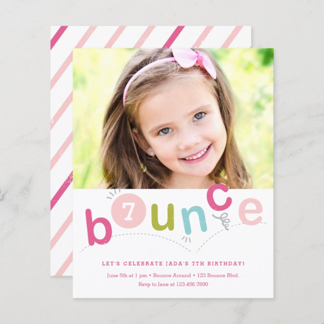 Budget Bounce Kids Birthday Party Invitations (Front/Back)