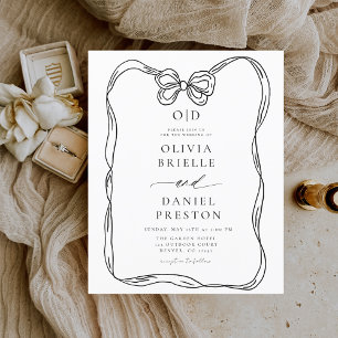 Budget Bow Elegant Black & White Invitation