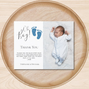 Budget Boy's Baby Shower Photo Thank You Card