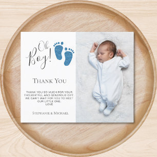 Budget Boy's Baby Shower Photo Thank You Card
