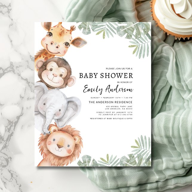 Budget Boys Safari Animals Baby Shower Invitation (Creator Uploaded)