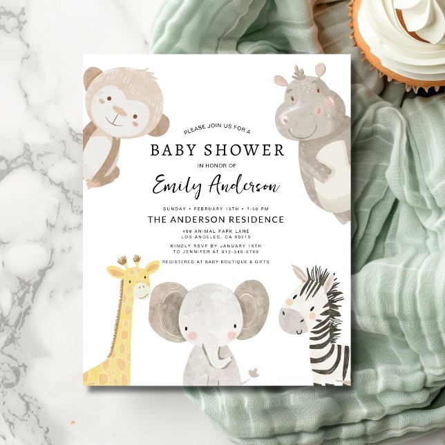 Budget Boys Safari Animals Baby Shower Invitation (Creator Uploaded)