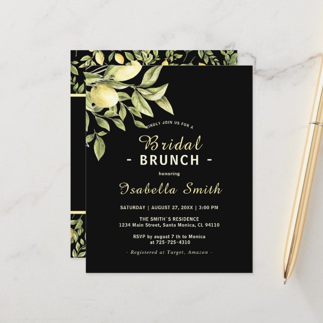 Budget Bridal Brunch Black Lemons Greenery  (Front/Back In Situ)