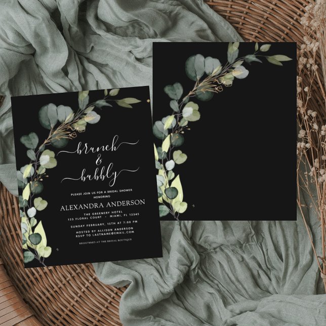 Budget Bridal Brunch & Bubbly Black Invitation (Creator Uploaded)