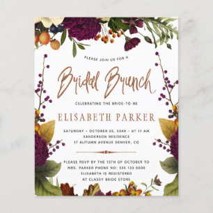 Budget bridal brunch fall bridal shower invitation flyer