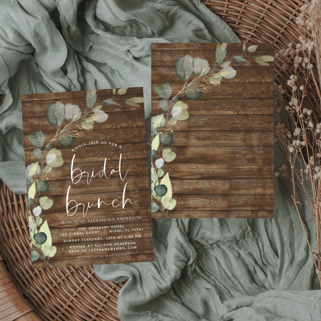 Budget Bridal Brunch Rustic Wood Invitation Flyer (Creator Uploaded)