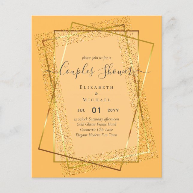 BUDGET Bridal COUPLES Shower Gold Geometric Frame Flyer (Front)