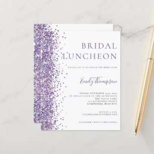 Budget Bridal Luncheon Purple Glitter Invitation