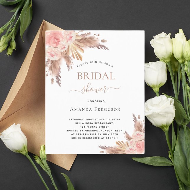 Budget Bridal shower boho pampas grass rose gold (Creator Uploaded)