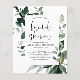 Budget Bridal Shower Botanical Greenery Invitation Flyer