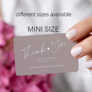 Budget bridal shower chic script grey thank you card