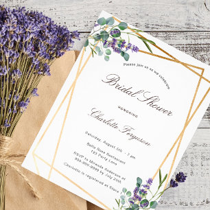 Budget bridal shower eucalyptus lavender geo