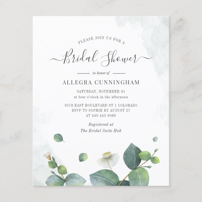 Budget Bridal Shower Eucalyptus Succulent Greenery (Front)