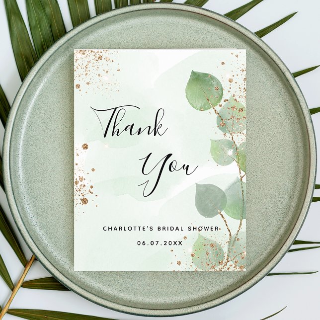 Budget bridal shower eucalyptus thank you card (Creator Uploaded)