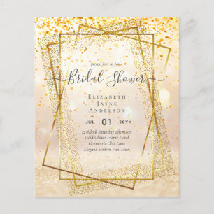 BUDGET BRIDAL SHOWER Glamor Gold Glitter look chic Flyer
