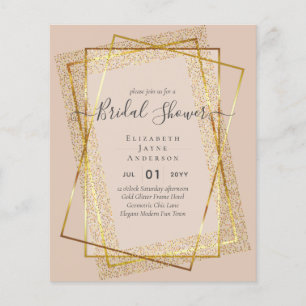 BUDGET BRIDAL SHOWER Glamour Gold Glitter look chi Flyer