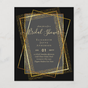 BUDGET BRIDAL SHOWER Glamour Gold Glitter look chi Flyer