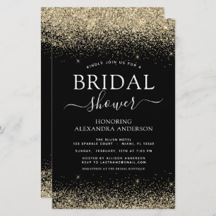 Budget Bridal Shower Glitter Black Gold Girly