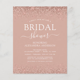 Budget Bridal Shower Glitter Blush Pink invitation Flyer