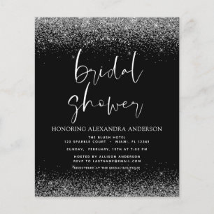Budget Bridal Shower Glitter Silver Black Flyer