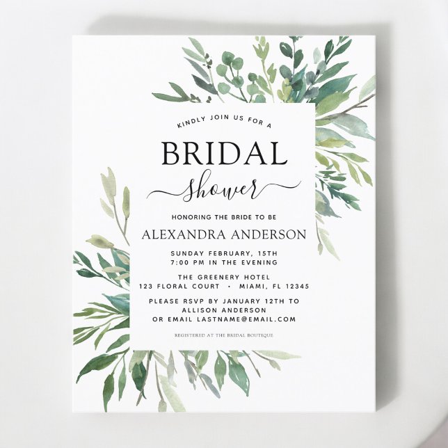 Budget Bridal Shower Greenery Botanical Invitation (Creator Uploaded)