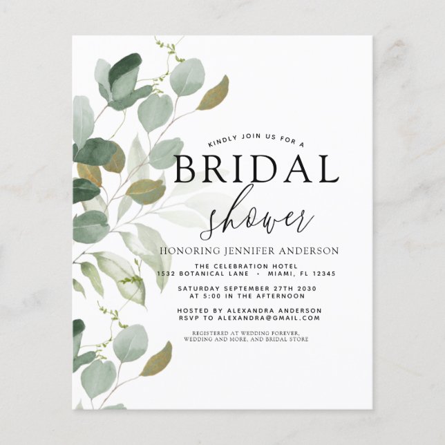 Budget Bridal Shower Greenery Eucalyptus (Front)