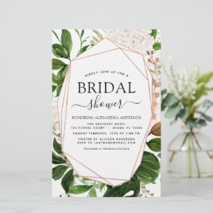 Budget Bridal Shower Greenery Rose Gold Invitation
