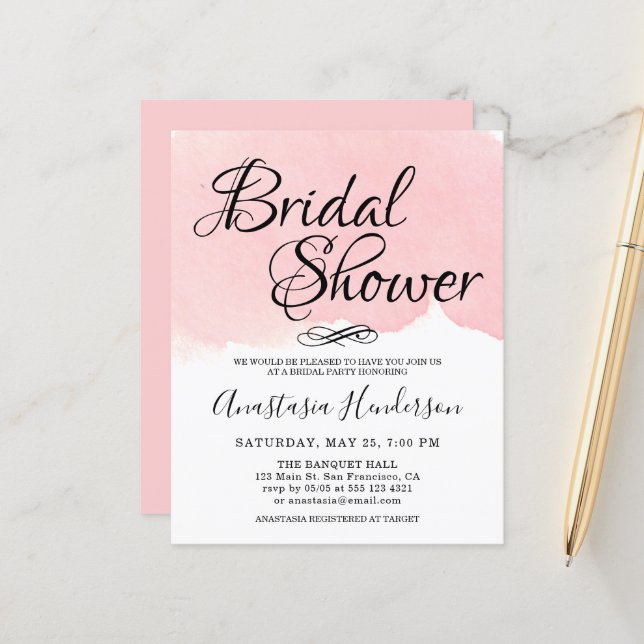 Budget Bridal Shower Invitation (Front/Back In Situ)