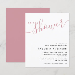 BUDGET Bridal Shower Invitation Minimalist Pink