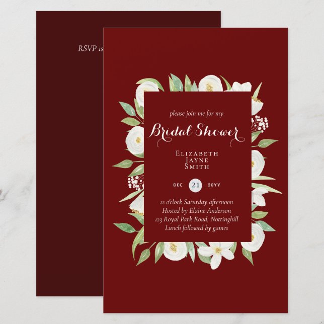 BUDGET Bridal Shower Invitations Custom Colours (Front/Back)