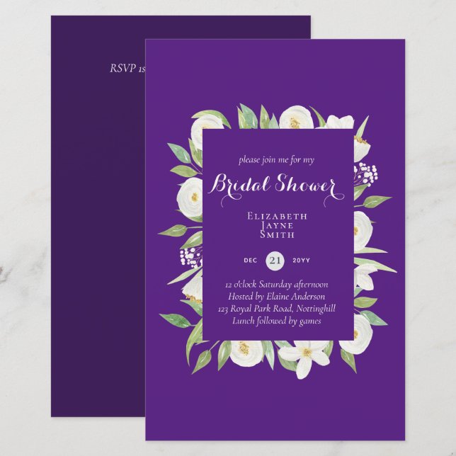 BUDGET Bridal Shower Invitations Custom Colours (Front/Back)