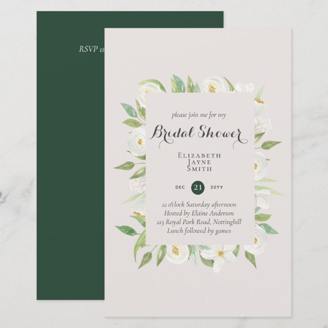 BUDGET Bridal Shower Invitations Custom Colours (Front/Back)