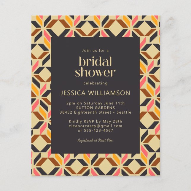 Budget Bridal Shower Invite - Art Deco Geometric  (Front)