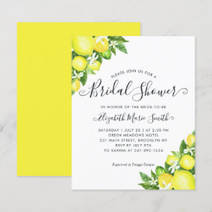 Budget Bridal Shower Lemon Citrus Cute Invitation