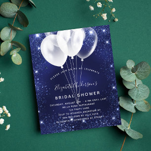 Budget Bridal Shower navy blue balloon invitation