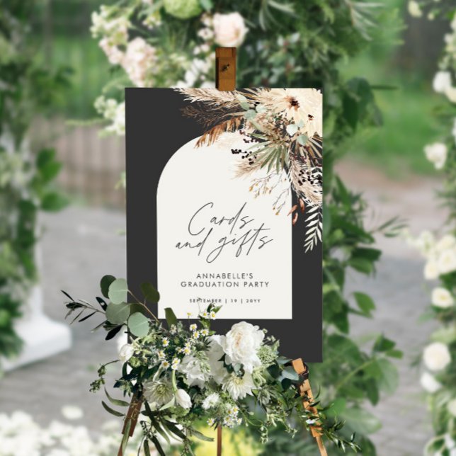 Budget bridal shower pampas cards and gifts black poster (Creator Uploaded)