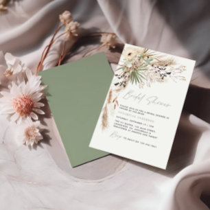 budget Bridal shower pampas gras modern invitation